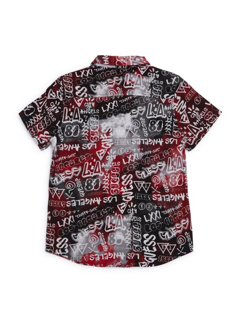 Chemise à Logo Imprimé Bryce (7-16) Imprimé Graffiti Chili Rouge Guess