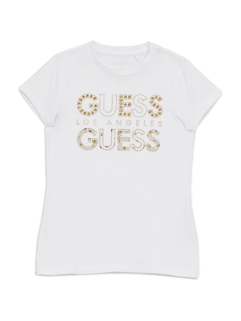 T-shirt Blanc Pur Logo Strass Kabrie Guess (7-14)