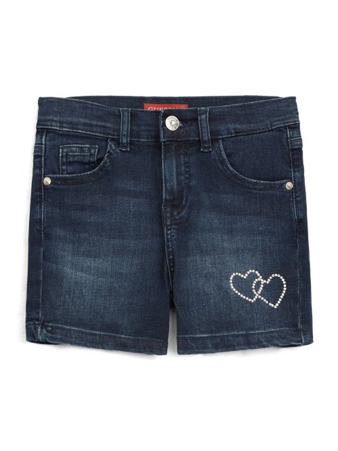Short En Jean Zahara Délavé Foncé à Strass (7-14) Guess