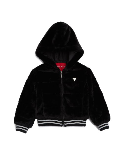 Guess Veste à Capuche En Fausse Fourrure Black Bay (2-6)