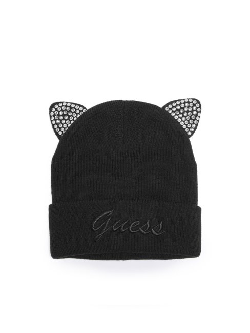 Guess Bonnet Oreilles De Chat Strass Noir