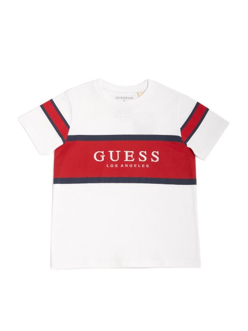 T-shirt à Blocs De Couleur Et Logo Guess Talon Blanc Véritable (7-18)
