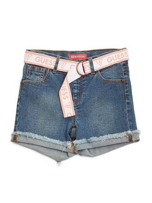 Short En Denim Délavé Foncé à Revers Ambré (7-14)