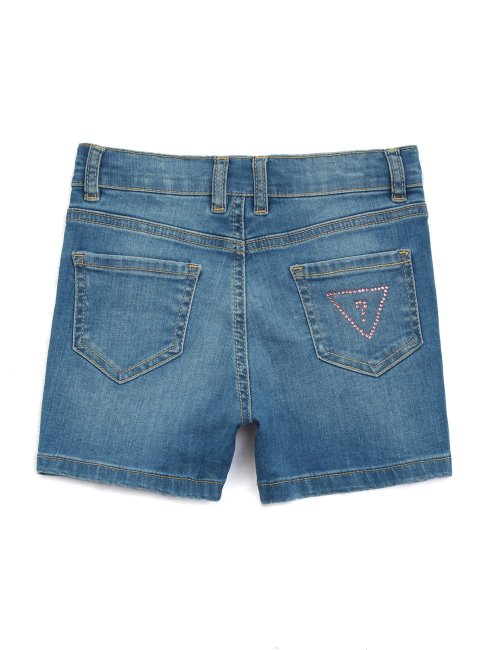 Guess Zahara Short En Denim à Strass (7-14) Délavé Clair