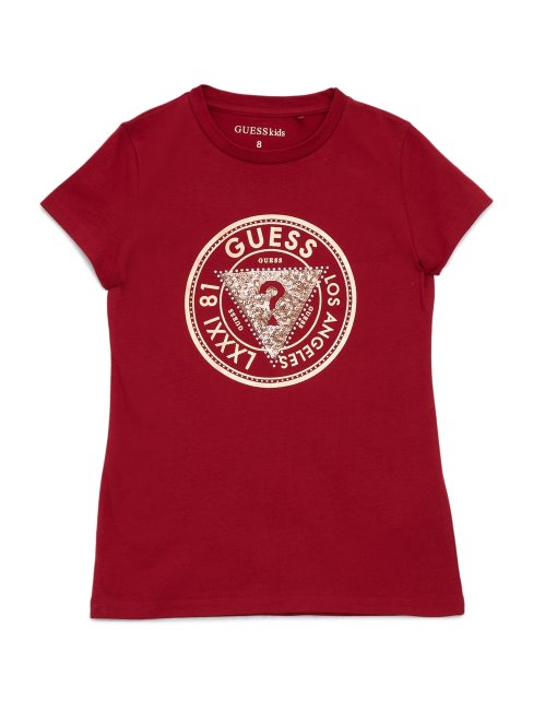 T-shirt à Logo Orné De Cheska Rouge Jus De Betterave (7-14) Guess