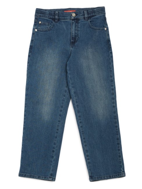 Jeans En Denim à Jambe Droite Et Taille Haute (7-16) Délavé Foncé Guess