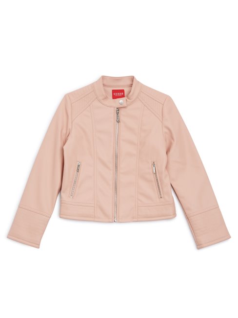 Guess Veste De Moto En Similicuir (7-14) Rose Pêche