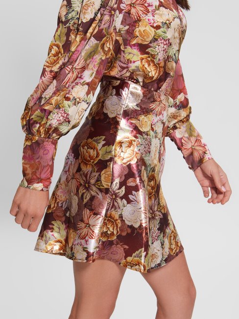 Jupe En Satin Eco Taryn Guess Tapisserie Numérique Imprimé Ma