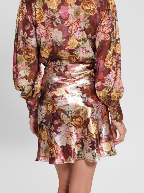Jupe En Satin Eco Taryn Guess Tapisserie Numérique Imprimé Ma