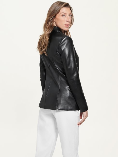 Guess Emelie Blazer En Similicuir Noir De Jais