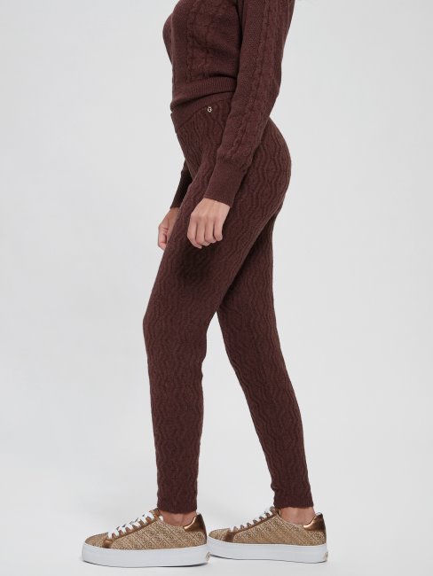Guess Pure Leggings Torsadés En Laine Choco Blaire