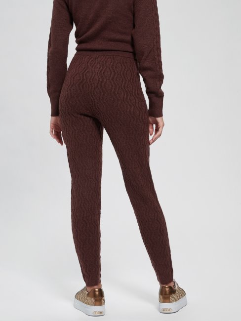 Guess Pure Leggings Torsadés En Laine Choco Blaire