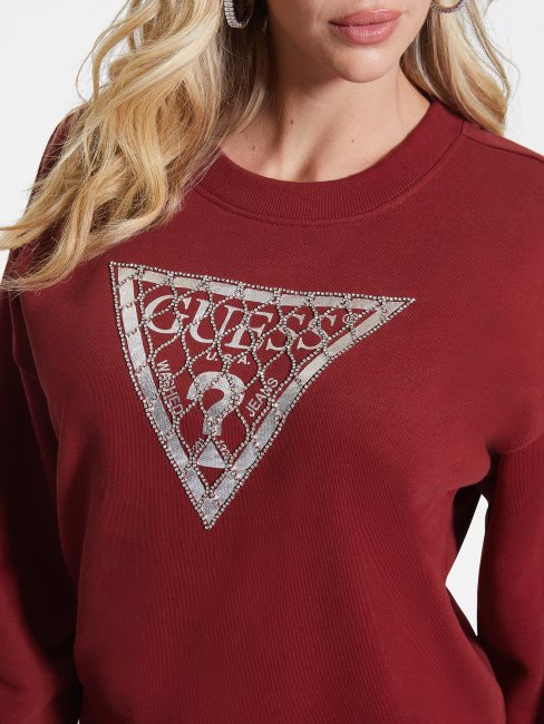 Guess Crystal Mesh Logo Sweat Jus De Betterave Rouge