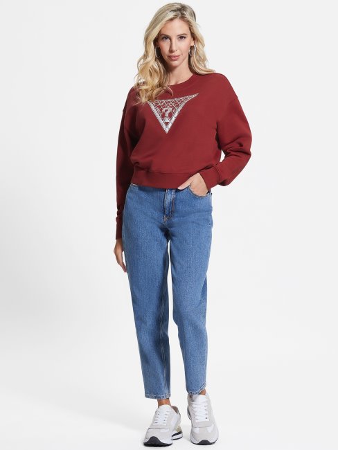 Guess Crystal Mesh Logo Sweat Jus De Betterave Rouge