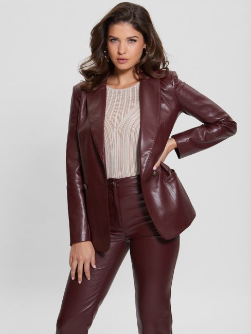 Guess Mystic Wine Multi Emelie Blazer En Similicuir