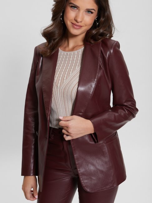 Guess Mystic Wine Multi Emelie Blazer En Similicuir