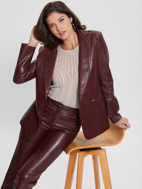 Guess Mystic Wine Multi Emelie Blazer En Similicuir