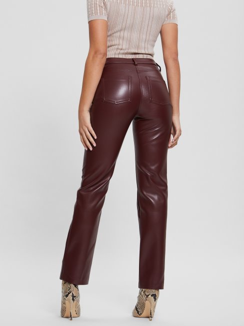 Guess Kelly Pantalon Droit En Similicuir Mystic Wine Multi