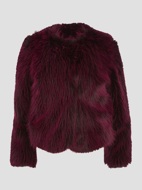 Bonnie Veste En Fausse Fourrure Combo Bordeaux Et Noir Guess