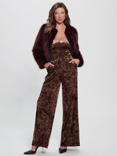 Bonnie Veste En Fausse Fourrure Combo Bordeaux Et Noir Guess