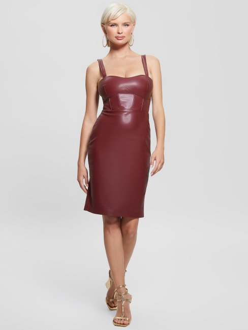 Robe En Similicuir Multi Reid Vin Mystique Guess