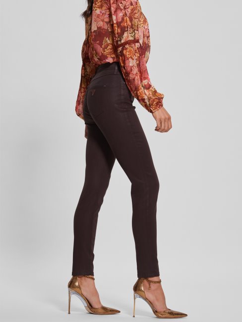 Jean Skinny Enduit Guess 1981 Marron Riche