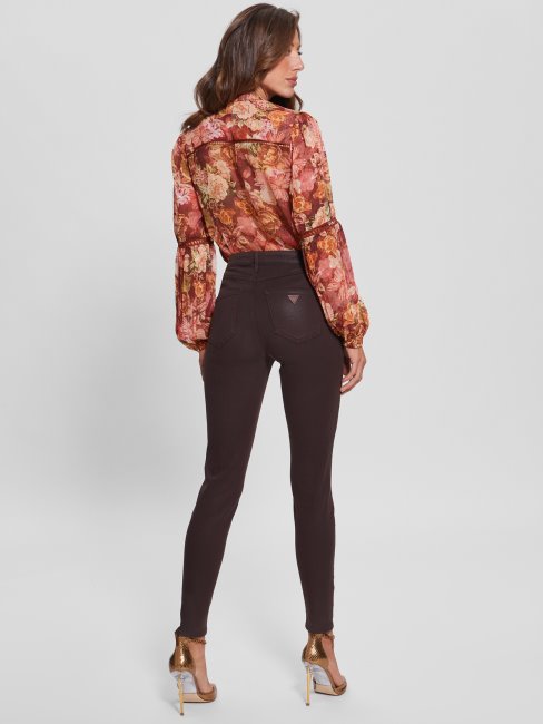 Jean Skinny Enduit Guess 1981 Marron Riche