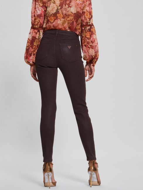 Jean Skinny Enduit Guess 1981 Marron Riche
