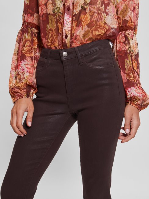 Jean Skinny Enduit Guess 1981 Marron Riche