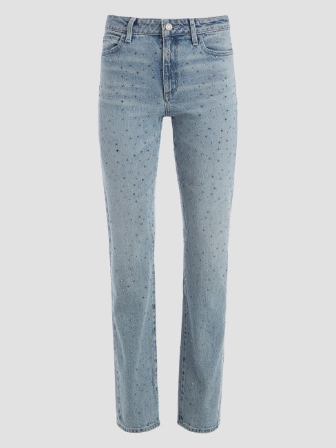 Jean Droit 1981 à Sequins Et Délavage Cristallisé