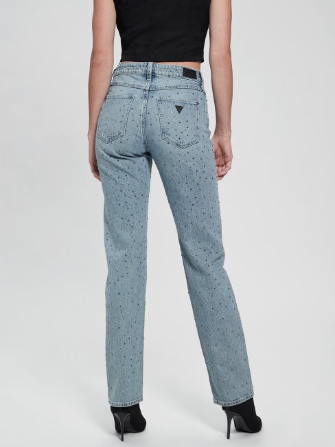 Jean Droit 1981 à Sequins Et Délavage Cristallisé