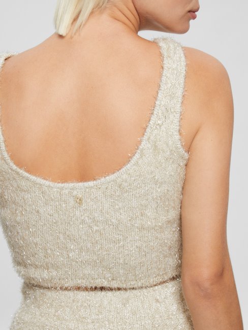 Tinsley Fuzzy Pull Débardeur Guess Crème Blanc Multi