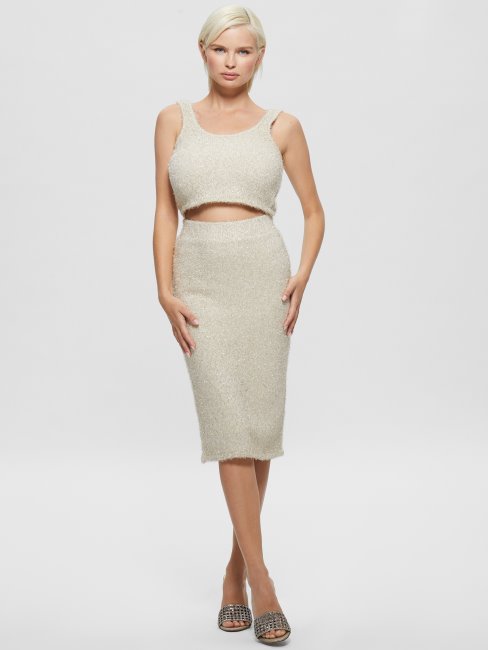 Tinsley Fuzzy Pull Débardeur Guess Crème Blanc Multi