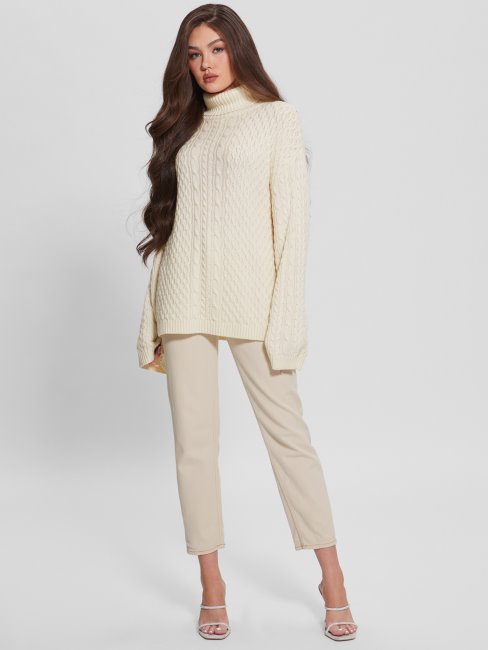 Pull Col Roulé Torsadé Wendi Blanc Colombe Guess