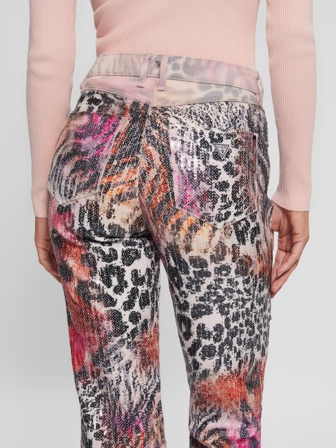 Guess 1981 Jean Droit à Imprimé Mixte Passion Sauvage