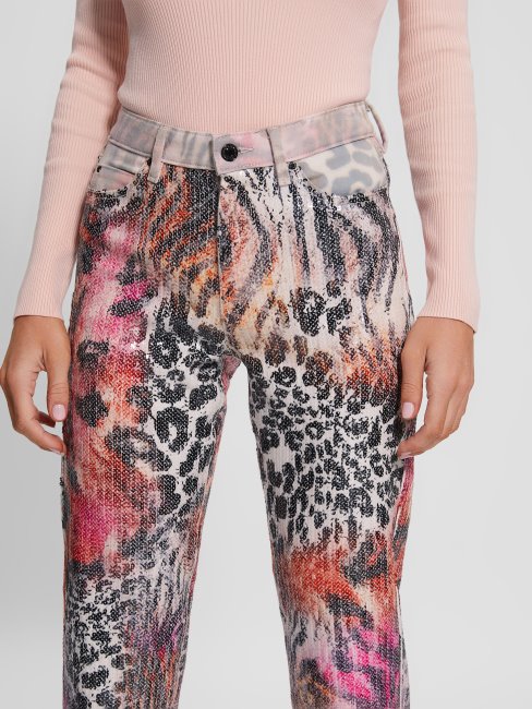 Guess 1981 Jean Droit à Imprimé Mixte Passion Sauvage