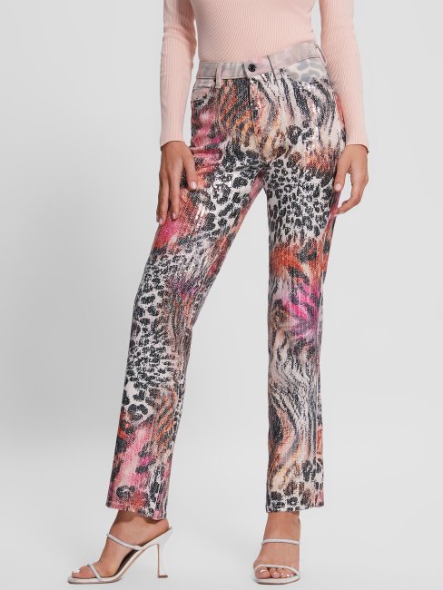 Guess 1981 Jean Droit à Imprimé Mixte Passion Sauvage