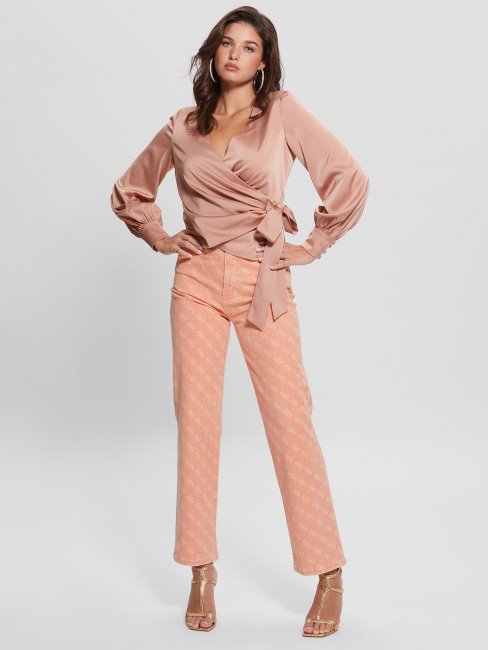 Chemisier Cache-coeur En Satin Rose Eco Lovisa Guess