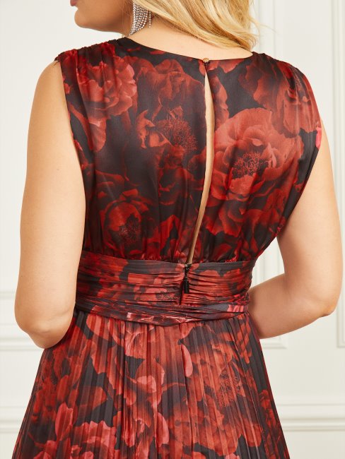 Guess Robe Longue Plissée Annika à Imprimé Fleur De La Passion
