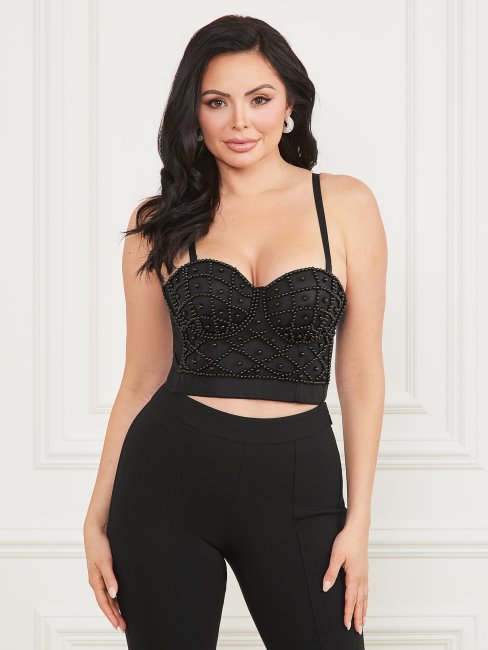 Guess Lea Haut Bustier Noir De Jais Multi