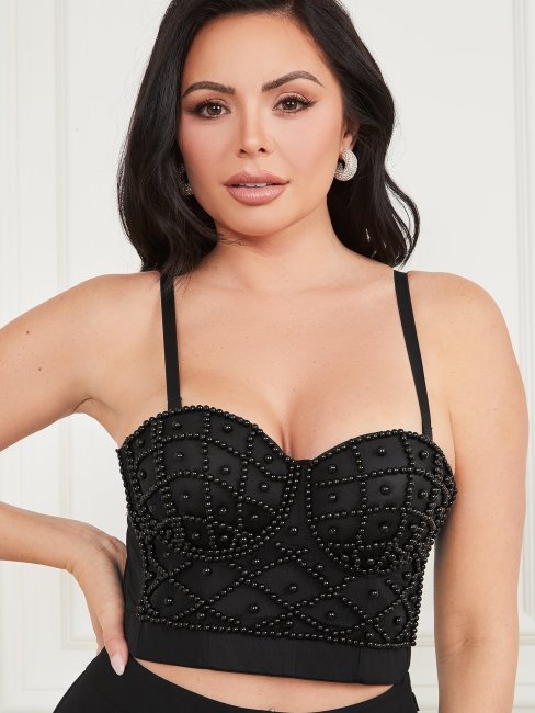 Guess Lea Haut Bustier Noir De Jais Multi