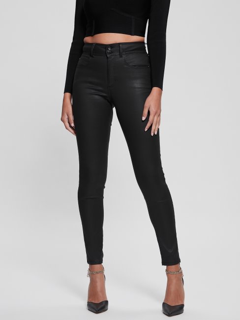 Jean Skinny Taille Haute Enduit Noir Guess
