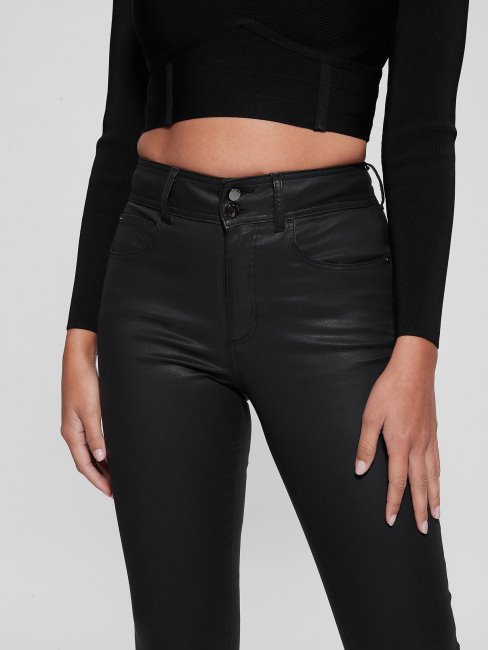 Jean Skinny Taille Haute Enduit Noir Guess