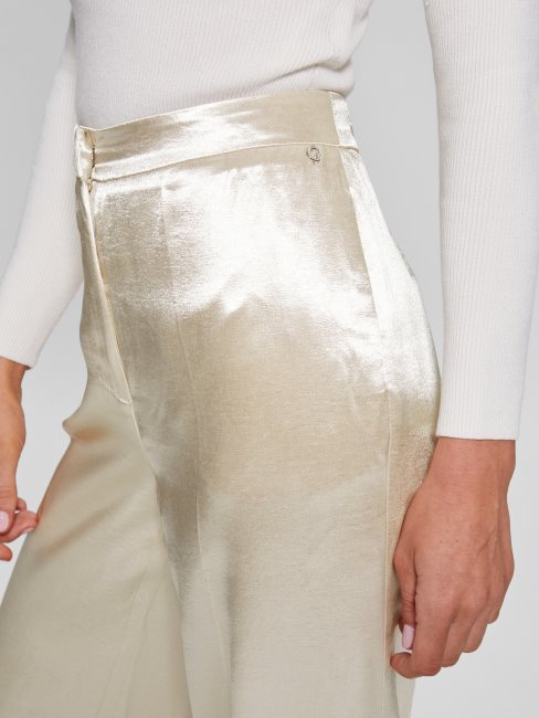 Guess Brisilda Pantalon En Satin Pearl Oyster