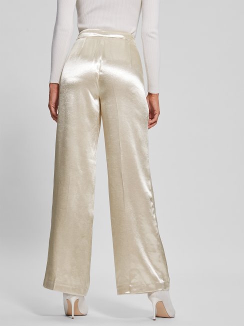 Guess Brisilda Pantalon En Satin Pearl Oyster
