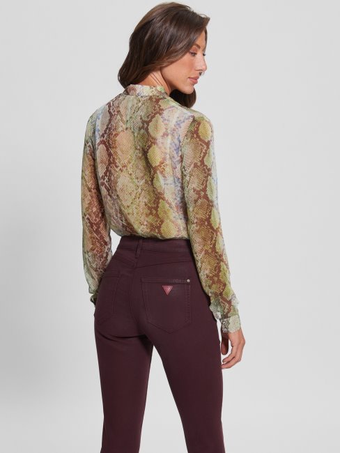 Chemisier En Mousseline Eco Clouis Imprimé Guess Glam Imprimé Serpent