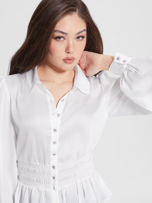 Chemise à Boutons En Cristal Eco Mandi Blanc Pur Guess