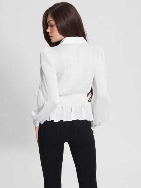 Chemise à Boutons En Cristal Eco Mandi Blanc Pur Guess