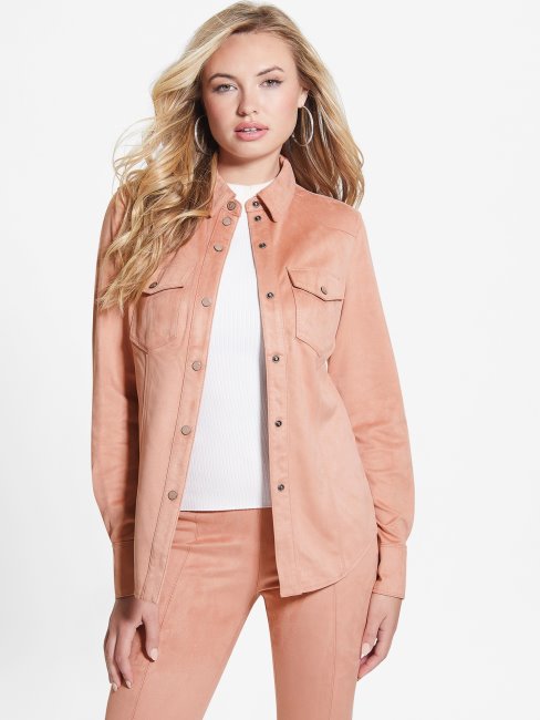 Guess Daisy Nuisette Western En Faux Suède Rose Satiné