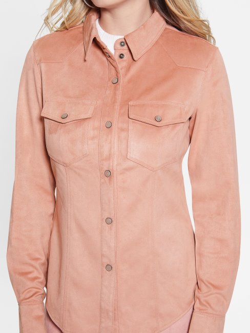 Guess Daisy Nuisette Western En Faux Suède Rose Satiné